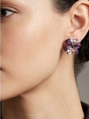 Express Cubic Zirconia Earrings with Purple Bows
